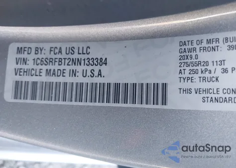 2022 Ram 1500 Big Horn 4X4 6'4 Box from USA, damaged, VIN 1C6SRFBT2NN133384